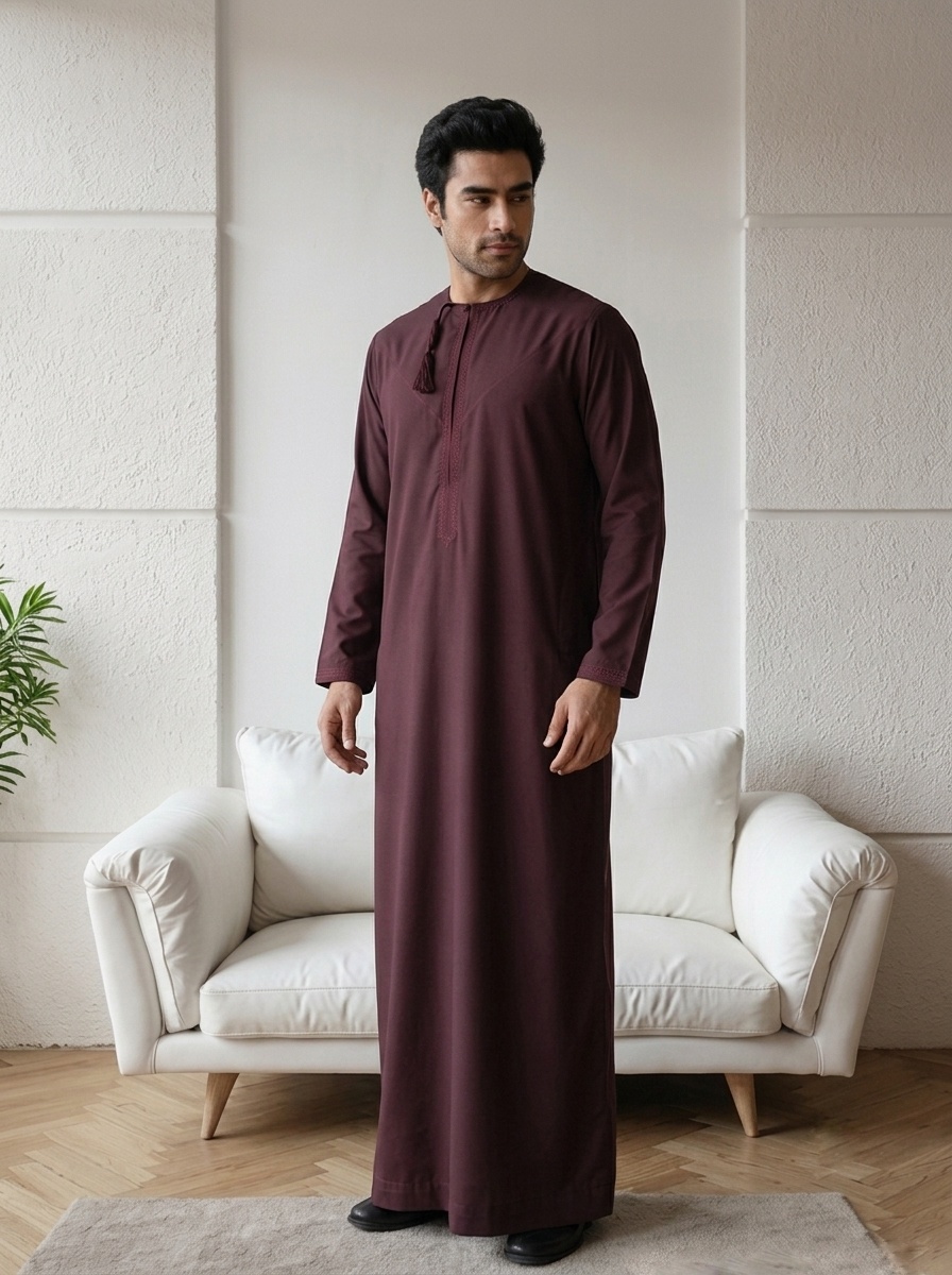 Premium Maroon Omani Thobe image 2