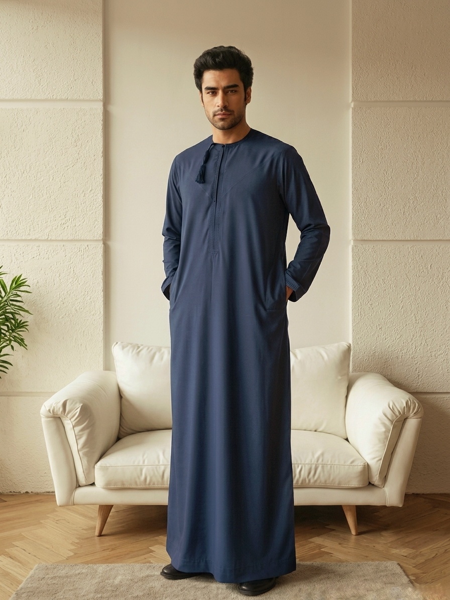 Navy Blue Omani Premium Thobe